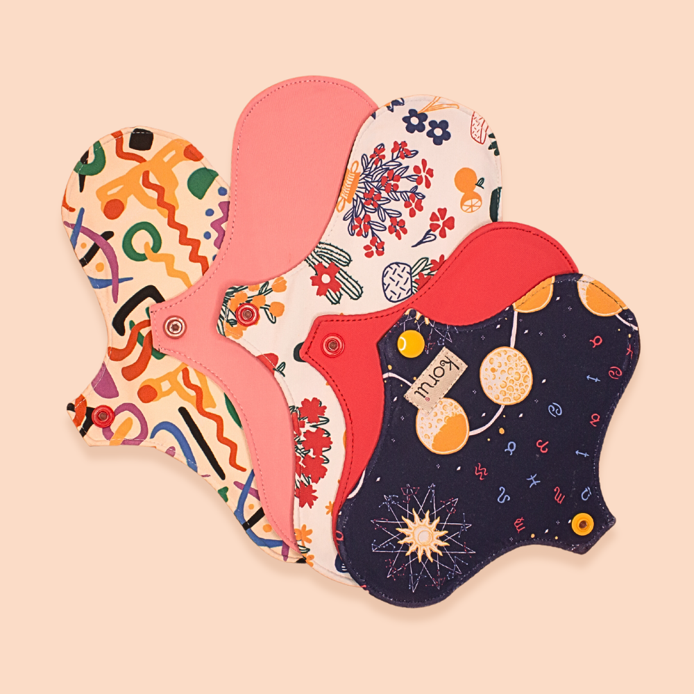 Kit Absorventes Reutilizáveis - Moderado (3 normais + 2 minis)