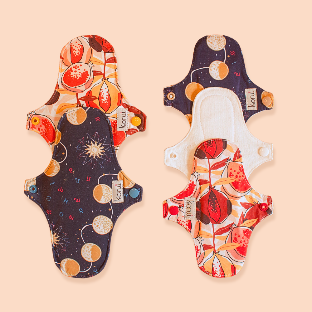 Kit Absorventes Reutilizáveis - Prático (2 normais + 3 protetores)