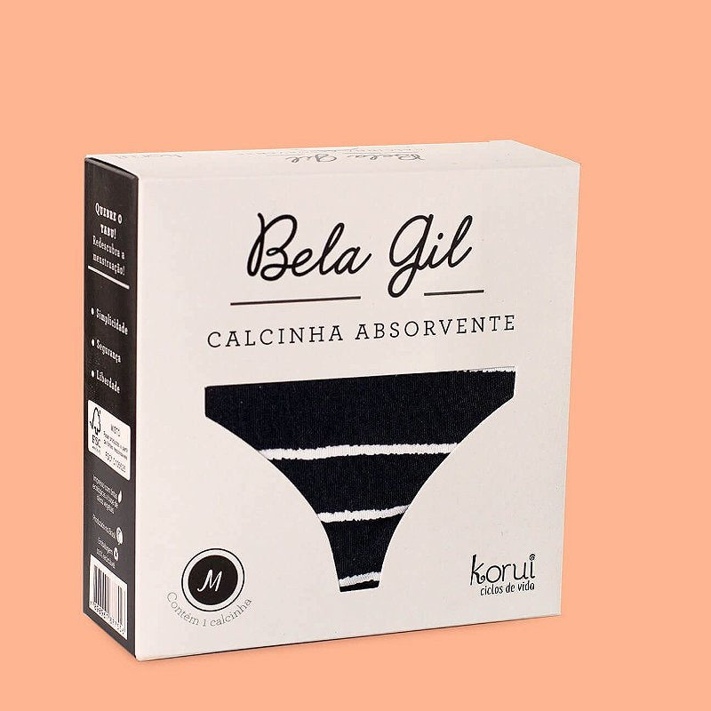 Calcinha Absorvente Bela Gil - Preta e Branca