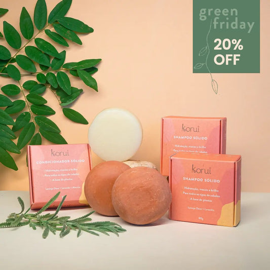 Kit 2 shampoos sólidos em barra + condicionador Korui